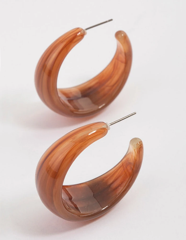 Rhodium Mahogany Hoop Earrings