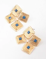 Gold Square Plated Drop Earrings