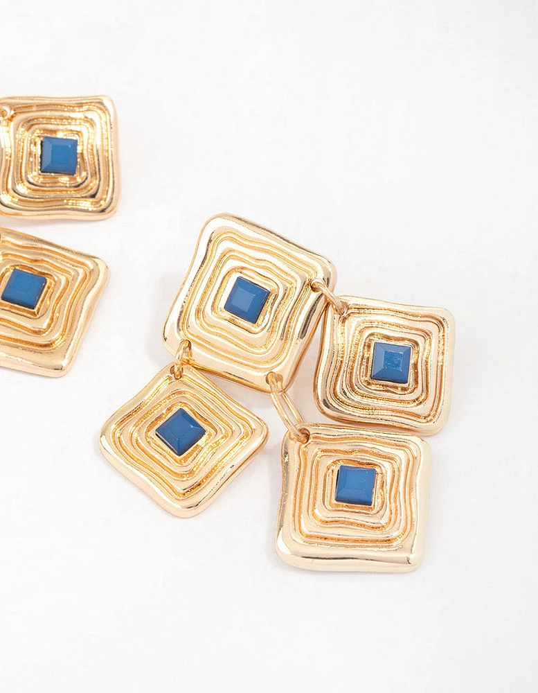 Gold Square Plated Drop Earrings