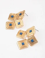 Gold Square Plated Drop Earrings