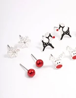 Kids Christmas Critter Stud Earrings 6-Pack