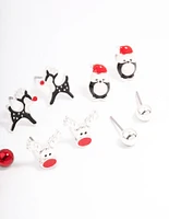 Kids Christmas Critter Stud Earrings 6-Pack