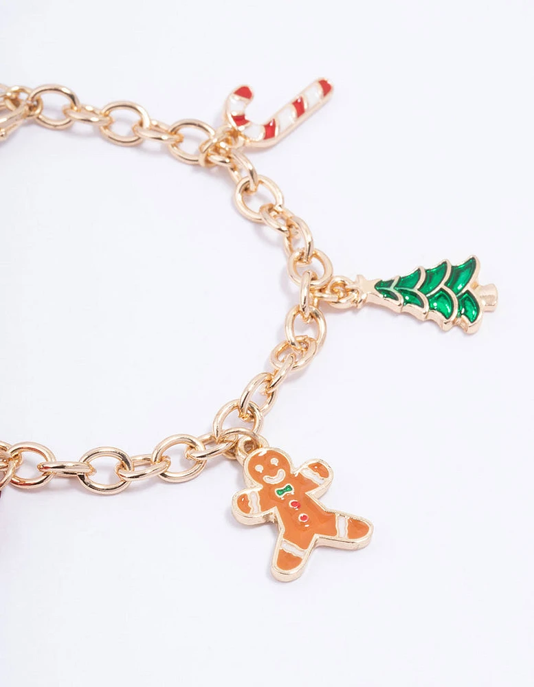 Kids Christmas Gingerbread Charm Bracelet