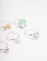 Kids Silver Shell Ring 6-Pack