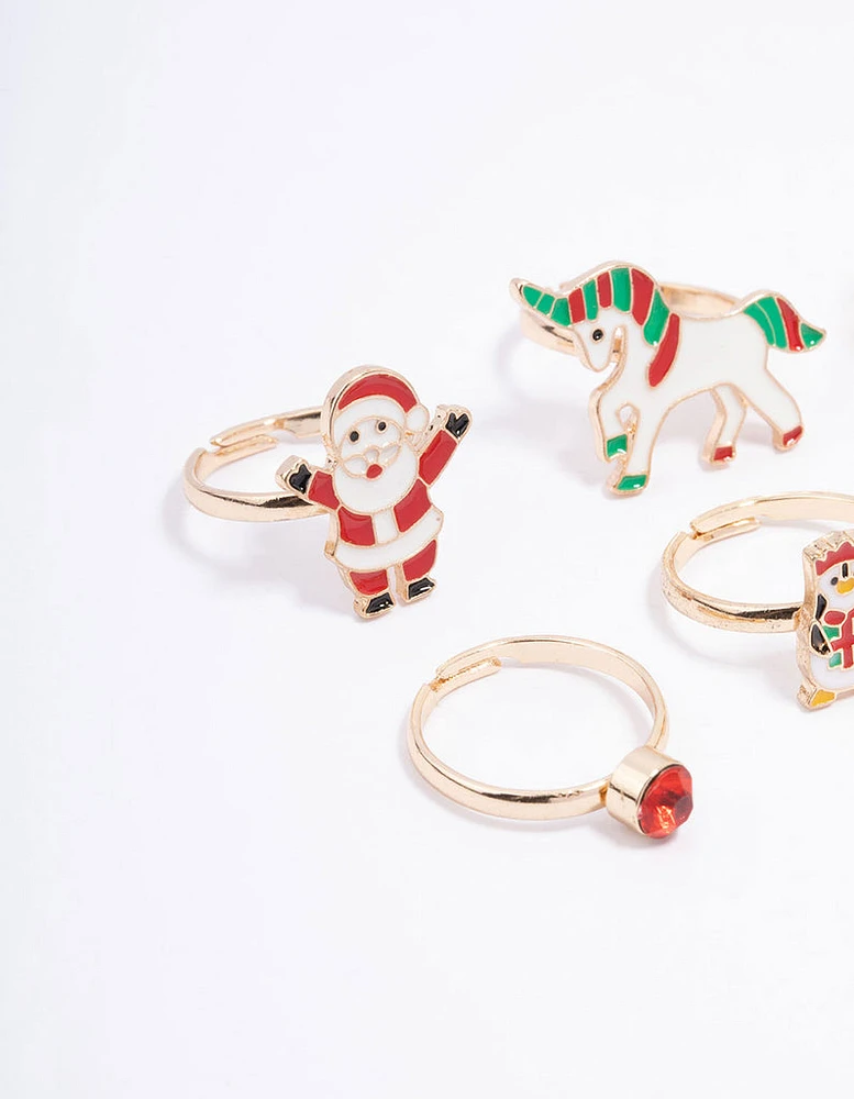 Kids Christmas Santa Ring 6-Pack