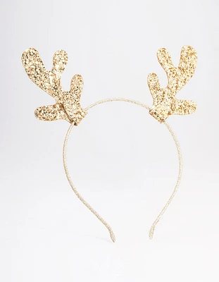 Kids Fabric Christmas Glitter Mini Antler Headband