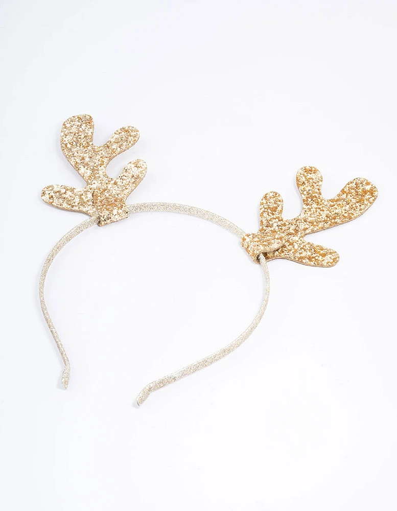 Kids Fabric Christmas Glitter Mini Antler Headband