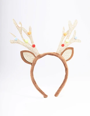 Kids Christmas Glitter Antler Headband