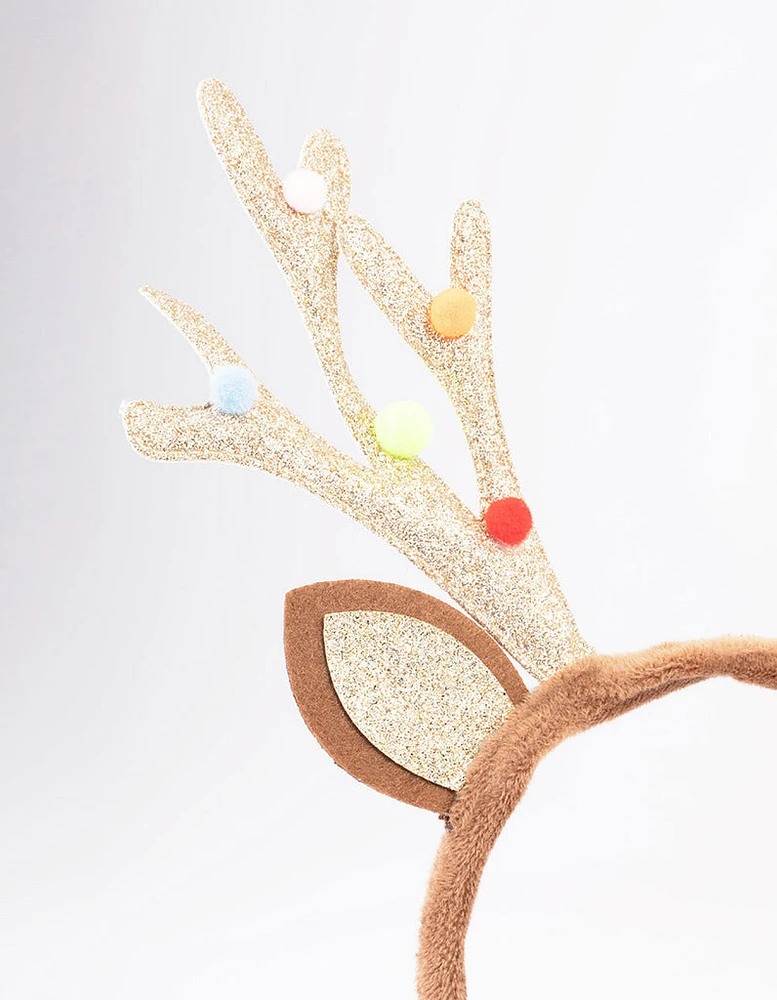 Kids Christmas Glitter Antler Headband