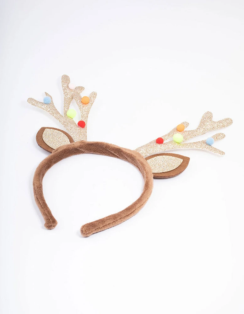 Kids Christmas Glitter Antler Headband