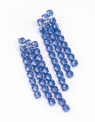 Blue Layered Cup Chain Drop Earrings