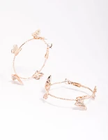 Rose Gold Butterfly Medium Hoop Earrings