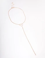 Rose Gold Diamante Heart Y-Shape Drop Necklace