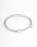 Silver Double Pointed Cubic Zirconia Bangle