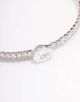 Silver Double Pointed Cubic Zirconia Bangle