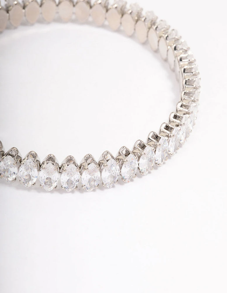 Silver Marquise Luxe Cubic Zirconia Bangle