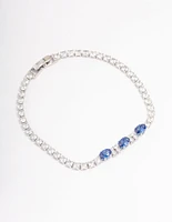 Silver Oval Cubic Zirconia Tennis Bracelet