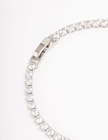 Silver Oval Cubic Zirconia Tennis Bracelet