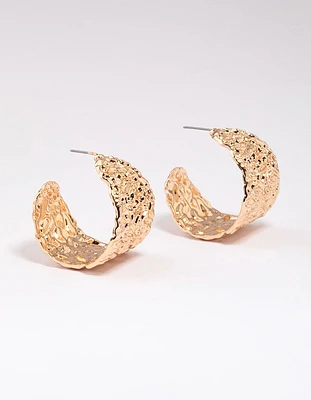 Gold Hammered Hoop Earrings