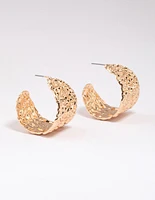 Gold Hammered Hoop Earrings