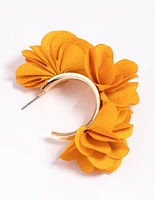 Gold & Yellow Fabric Flower Hoop Earrings