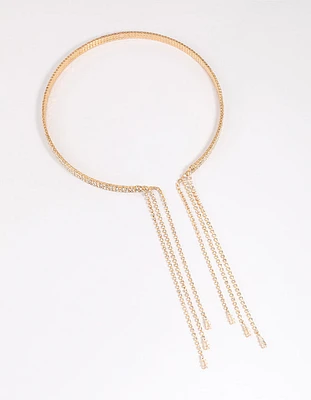 Gold Diamante Tassel Choker