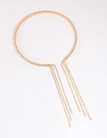 Gold Diamante Tassel Choker