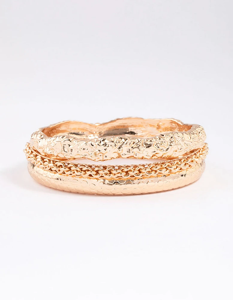 Gold Multi Pack Textured Bangles