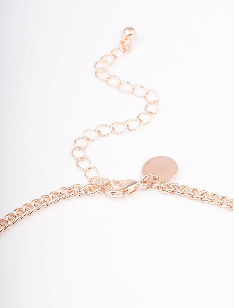 Rose Gold Marquise Mixed Double Row Necklace