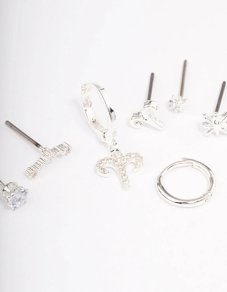 Silver Plated Aries Earring Pack