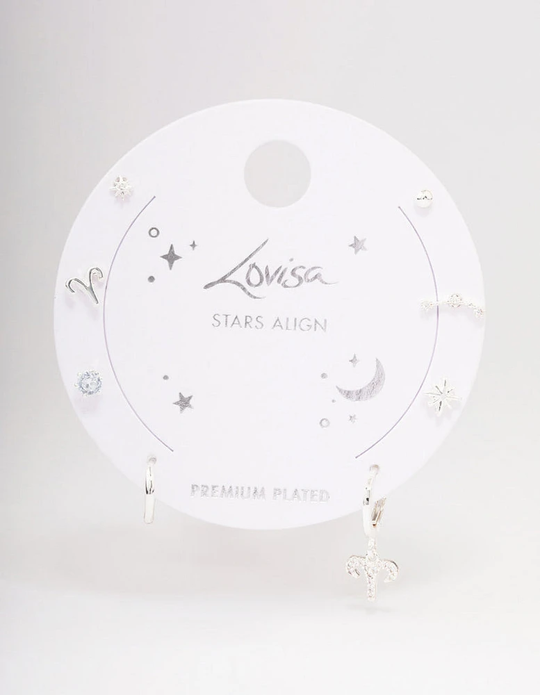 Silver Plated Aries Earring Pack