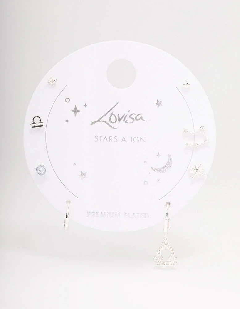 Silver Plated Libra Earring Pack