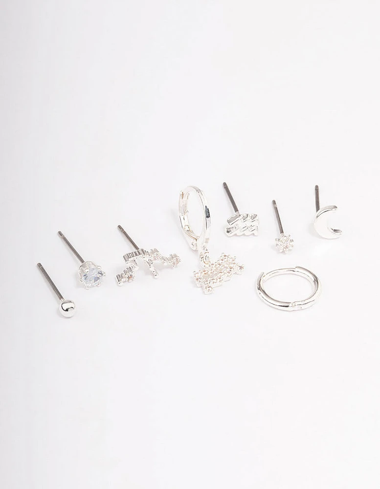 Silver Plated Aquarius Earring Pack