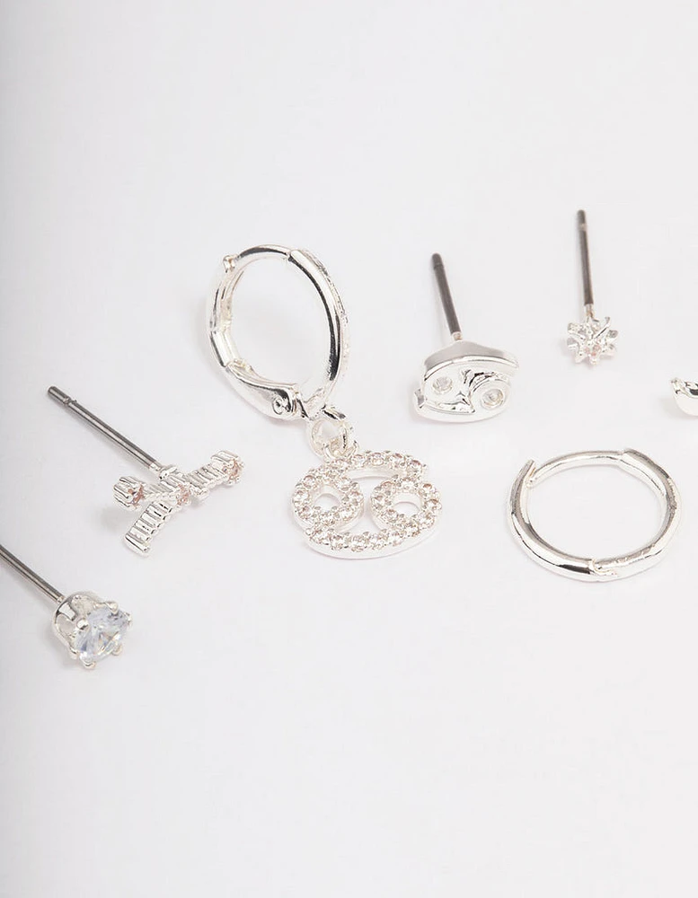 Silver Plated Cancer Earring Pack