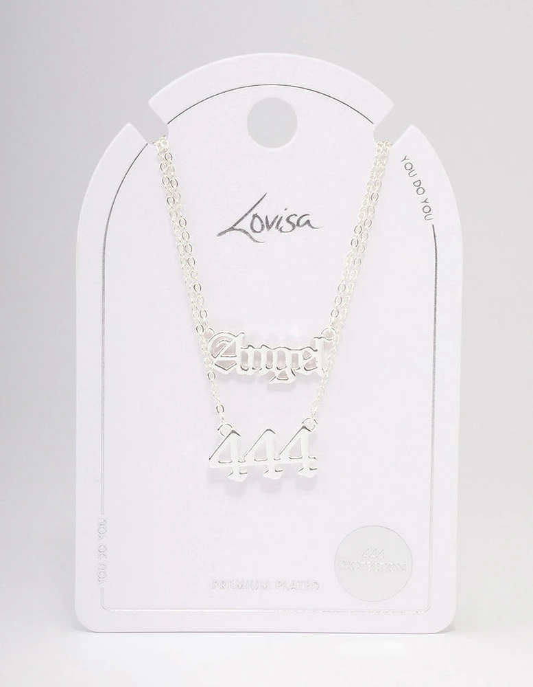 Silver Plated Angel Number '444' Necklace Pack