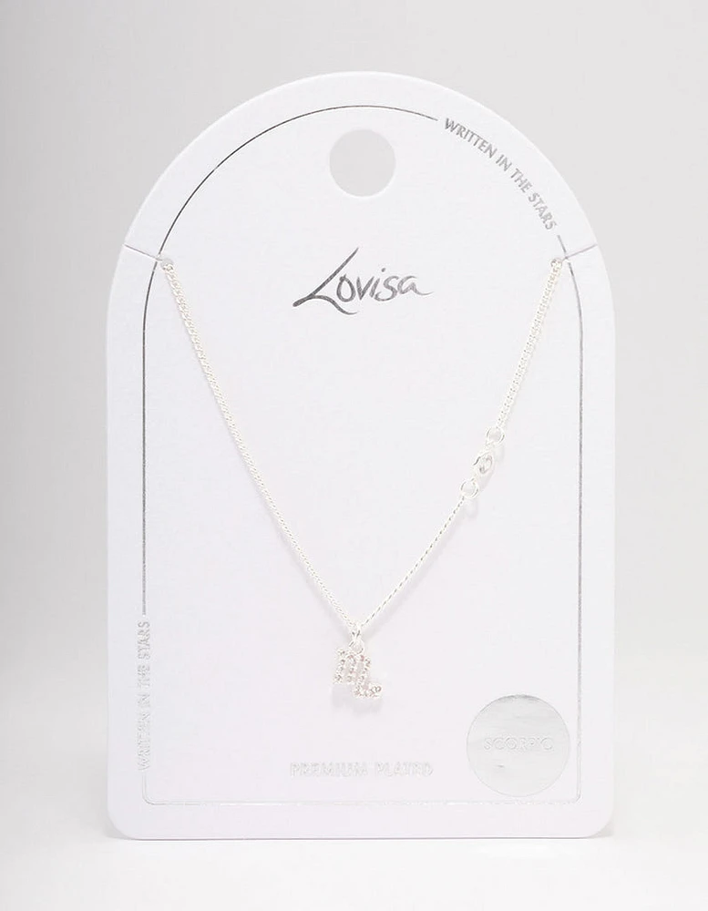 Silver Plated Scorpio Necklace With Cubic Zirconia Pendant