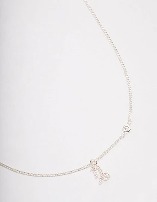 Silver Plated Capricorn Necklace With Cubic Zirconia Pendant