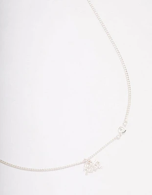 Silver Plated Aquarius Necklace With Cubic Zirconia Pendant