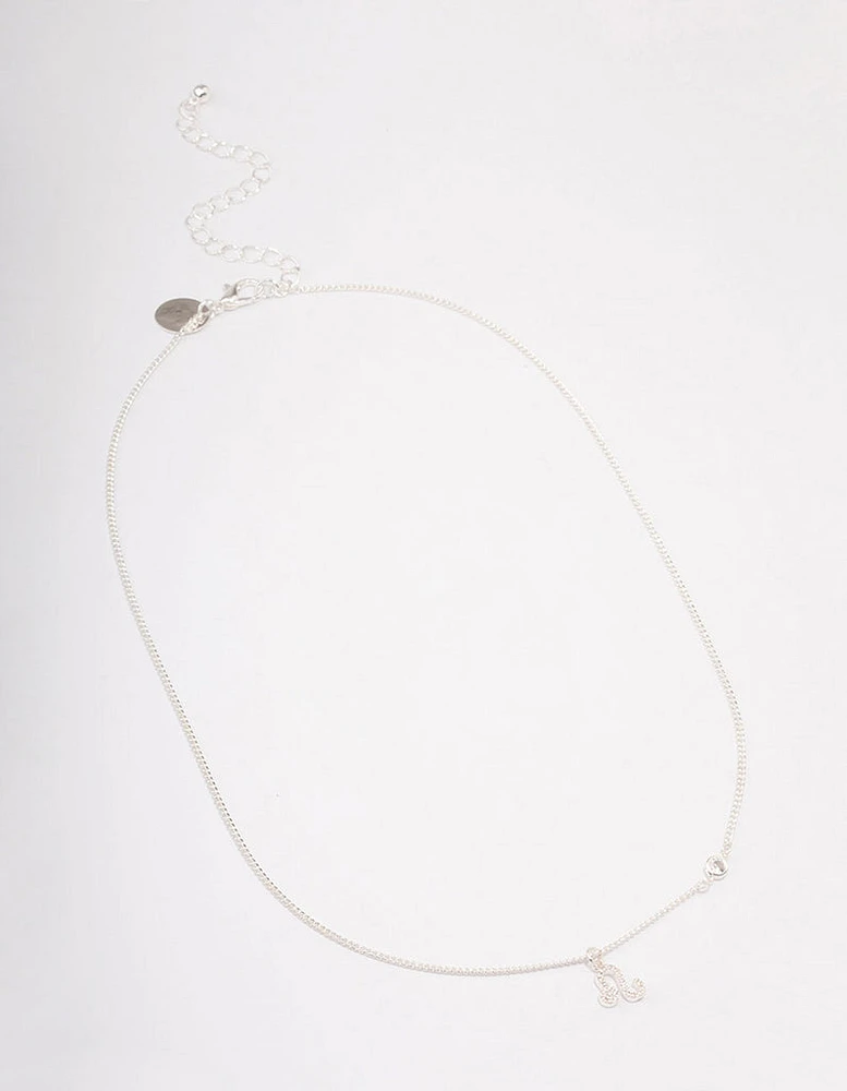 Silver Plated Leo Necklace With Cubic Zirconia Pendant