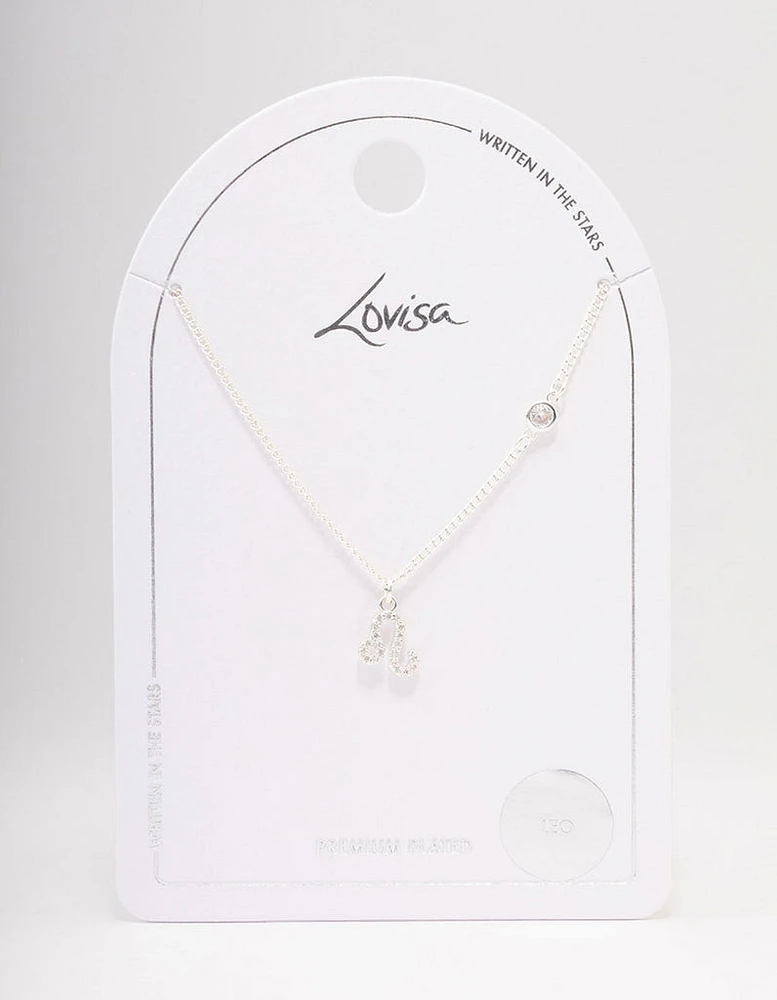 Silver Plated Leo Necklace With Cubic Zirconia Pendant