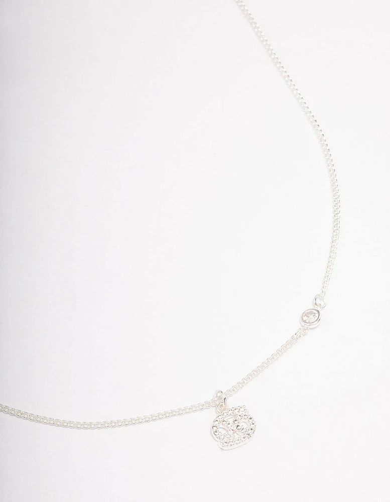 Silver Plated Cancer Necklace With Cubic Zirconia Pendant