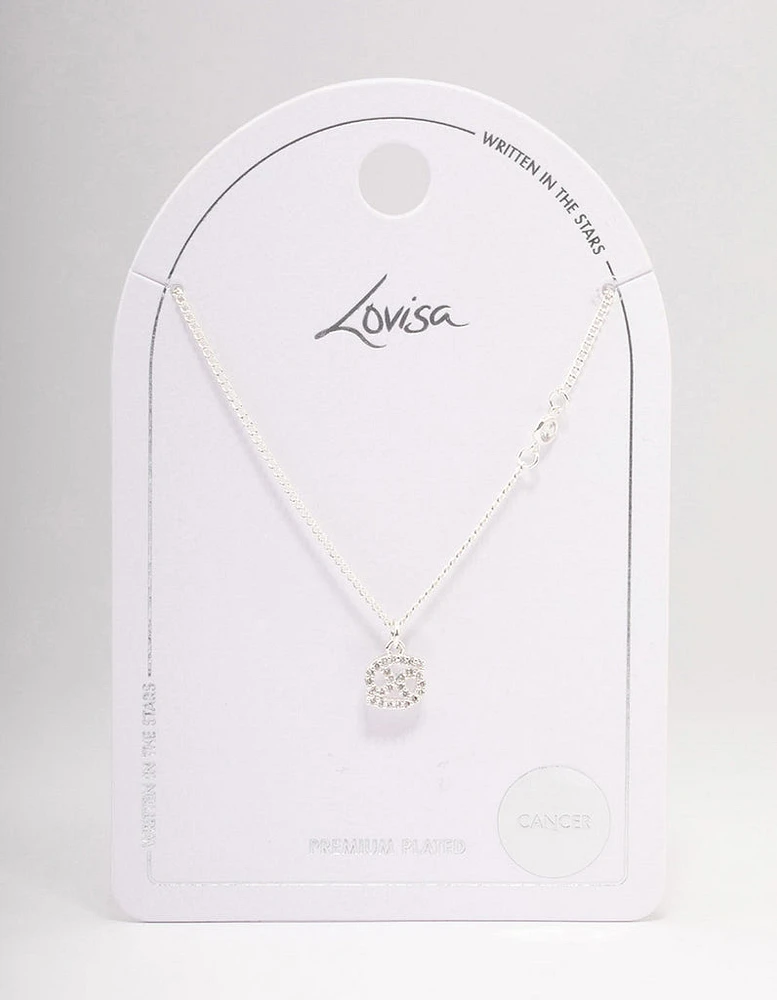 Silver Plated Cancer Necklace With Cubic Zirconia Pendant