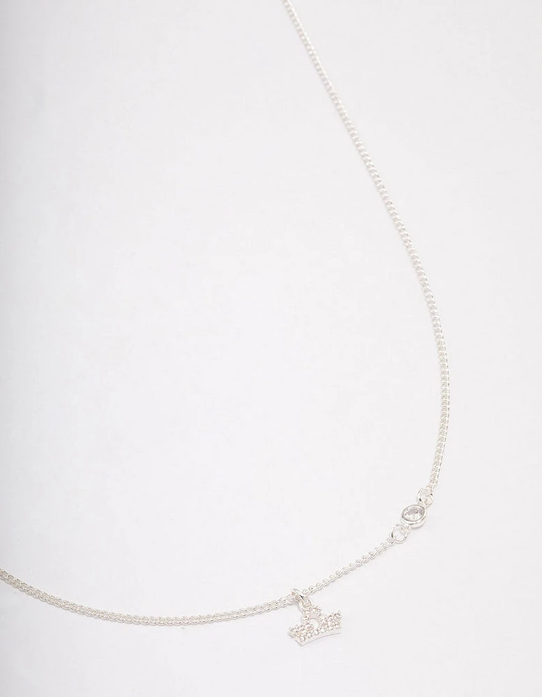 Silver Plated Libra Necklace With Cubic Zirconia Pendant