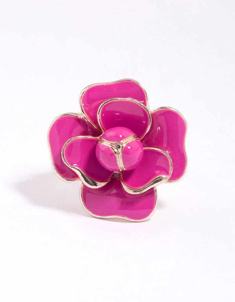 Rose Gold Enamel Flower Ring