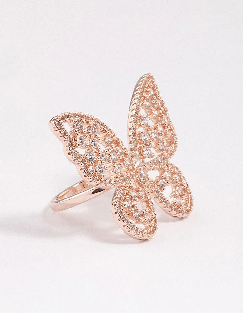 Rose Gold Statement Butterfly Ring