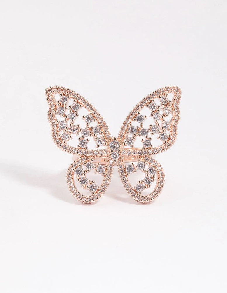 Rose Gold Statement Butterfly Ring