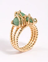 Gold Plated Wrapped Triple Stone Ring