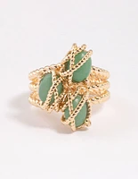 Gold Plated Wrapped Triple Stone Ring