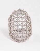 Silver Cubic Zirconia Shield Ring