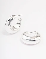 Silver Medium C-Shape Hoop Earrings